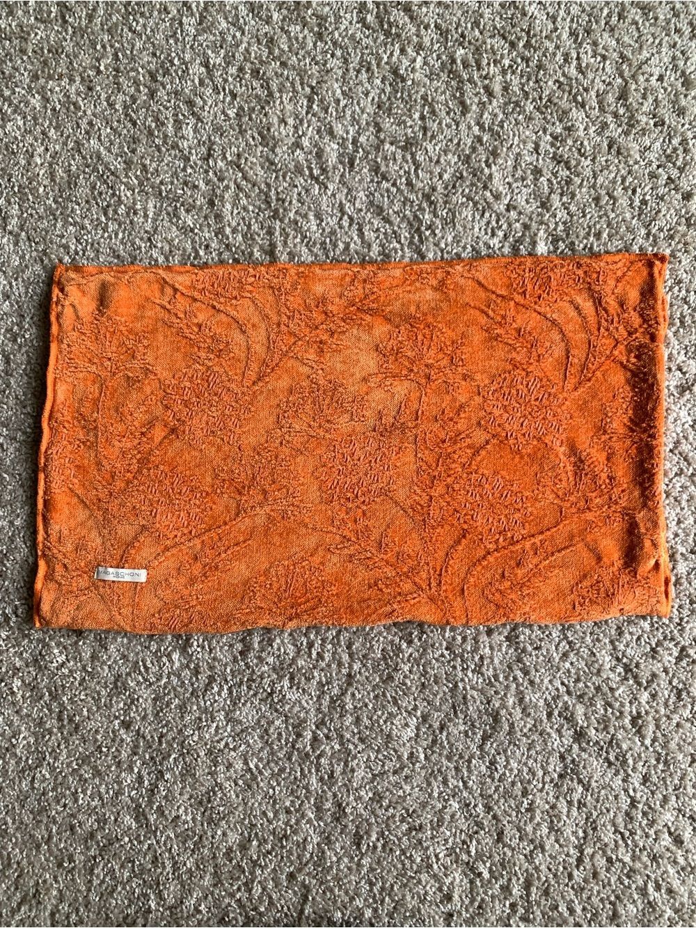 Magaschoni Home Orange Decorative Pillow Cover Lumbar Chenille Earthy Plant